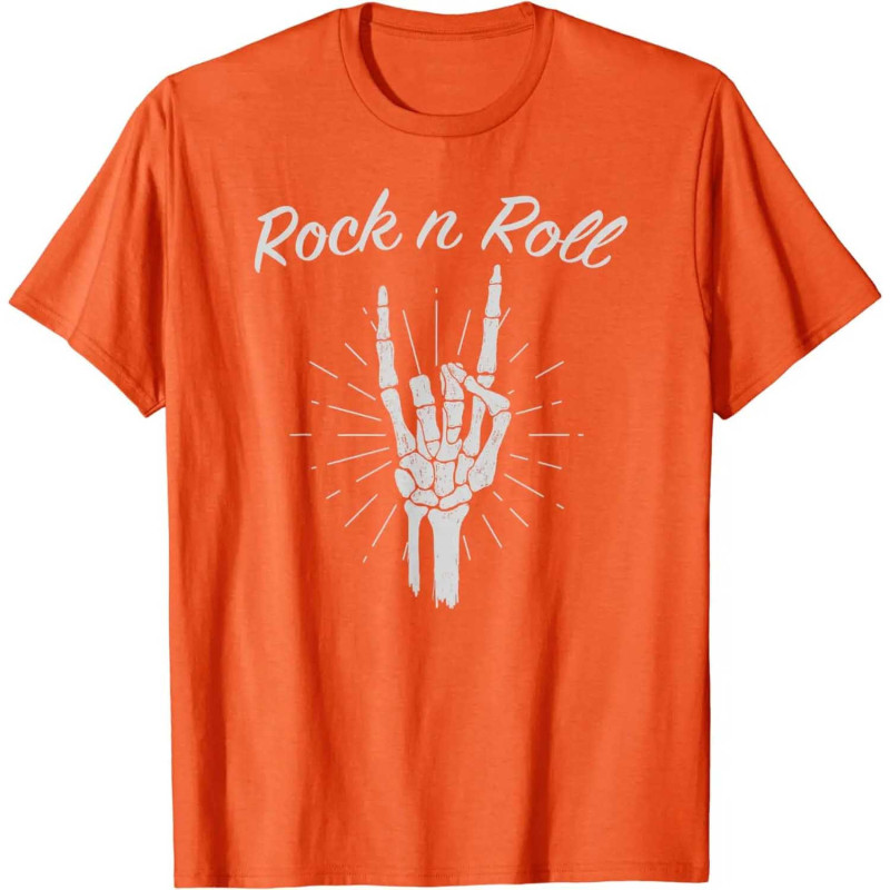 T-shirt Tête de Mort Rock Metal Horns Éternel Couleur orange