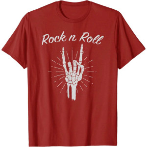 T-shirt Tête de Mort Rock Metal Horns Éternel Couleur Burgundy