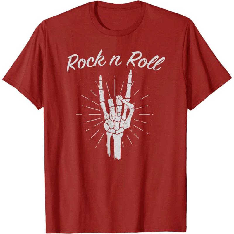 T-shirt Tête de Mort Rock Metal Horns Éternel Couleur Burgundy