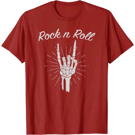 T-shirt Tête de Mort Rock Metal Horns Éternel Couleur Burgundy