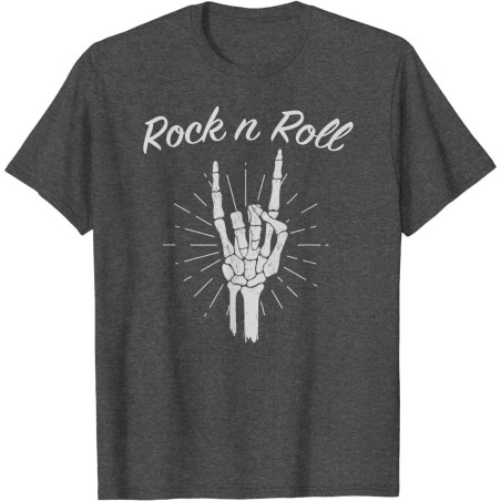 T-shirt Tête de Mort Rock Metal Horns Éternel Couleur Gris Fonce