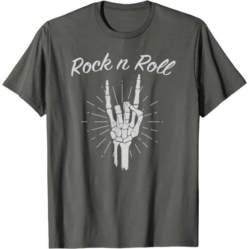T-shirt Tête de Mort Rock Metal Horns Éternel Couleur Gris