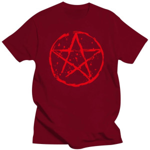 T-shirt Gothique Pentagramme Sanglant Couleur Burgundy