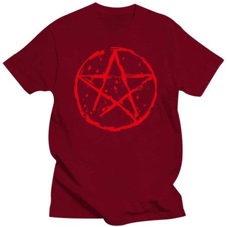 T-shirt Gothique Pentagramme Sanglant Couleur Burgundy