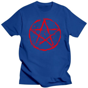 T-shirt Gothique Pentagramme Sanglant Couleur Bleu