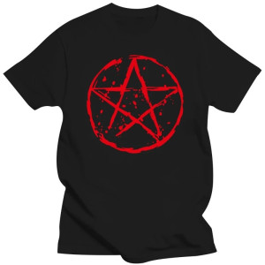 T-shirt Gothique Pentagramme Sanglant Couleur Noir
