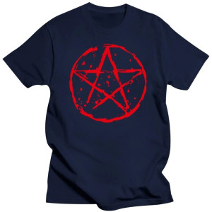 T-shirt Gothique Pentagramme Sanglant Couleur BLue Marine