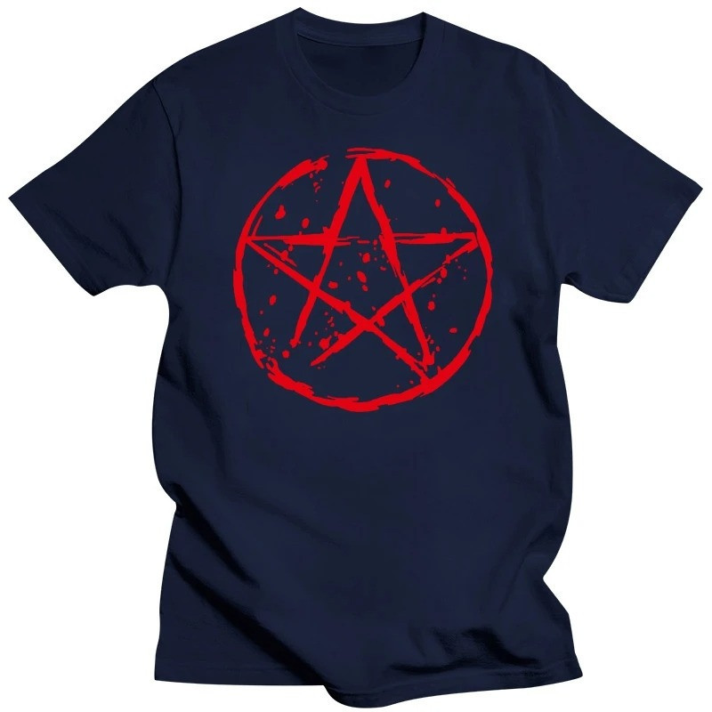 T-shirt Gothique Pentagramme Sanglant Couleur BLue Marine
