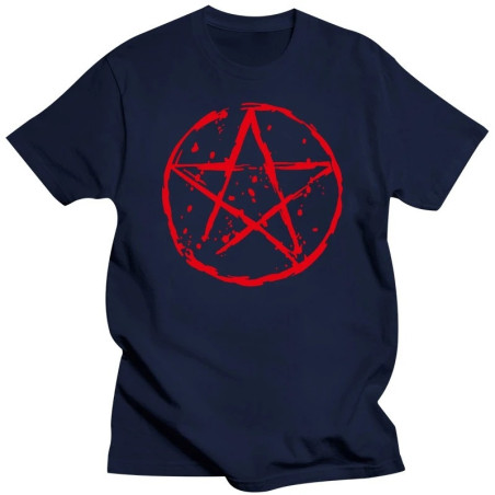 T-shirt Gothique Pentagramme Sanglant Couleur BLue Marine