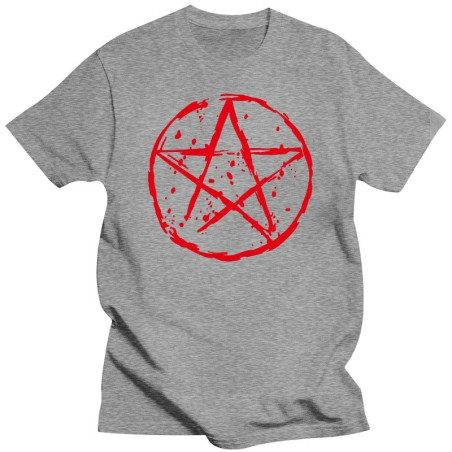 T-shirt Gothique Pentagramme Sanglant Couleur Gris