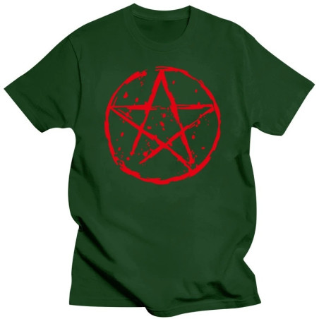 T-shirt Gothique Pentagramme Sanglant Couleur Vert