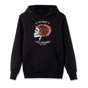 Sweatshirt Tête de Mort Crâne Biker 'Go Fast, Go Home' - avec poche ventrale - couleur noir