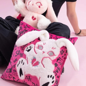 Magnifique Coussin Peluche Lapin Goth