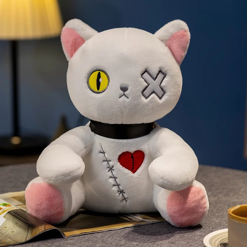Peluche Gothique Dark Ourson - couleur - blanc