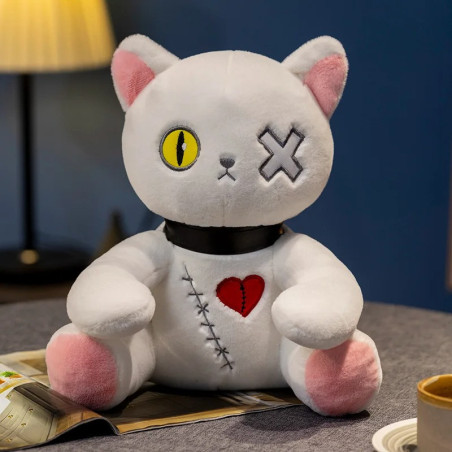 Peluche Gothique Dark Ourson - couleur - blanc