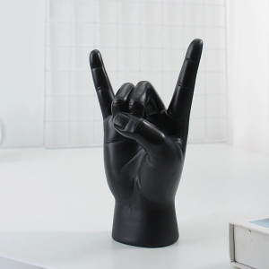 Vue côté de la Statuette Heavy Metal Horns Couleurs Dark