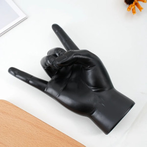 Vue à plat de la Statuette Heavy Metal Horns Couleurs Dark