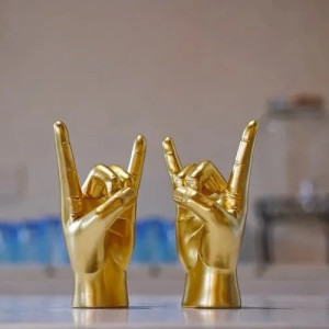 Statuette Heavy Metal Horns Couleur Funky Doré