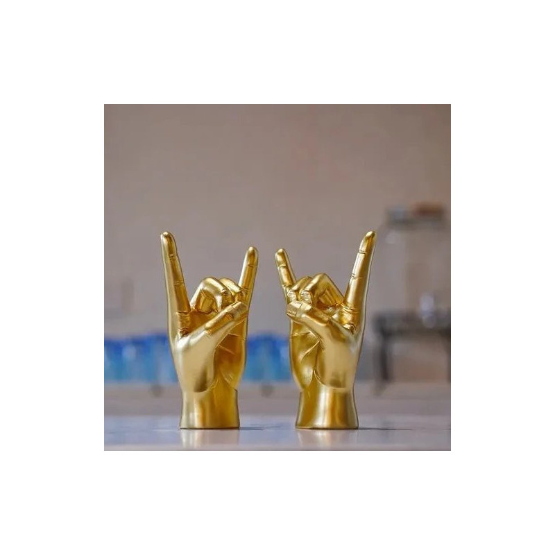 Statuette Heavy Metal Horns Couleur Funky Doré