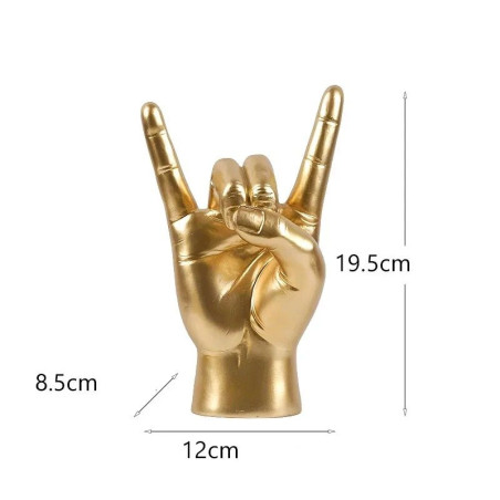 Statuette Heavy Metal Horns Couleur Funky Doré main gauche