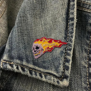 Pins Tête de Mort 'Let's Ride - Flammes Ardentes'