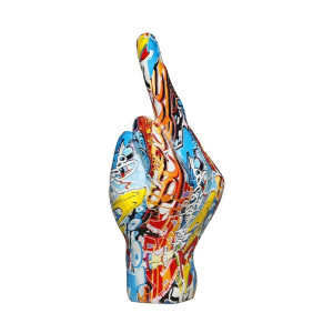 Vue côté de la Statuette Décorative 'Fuck You' Style Graffiti