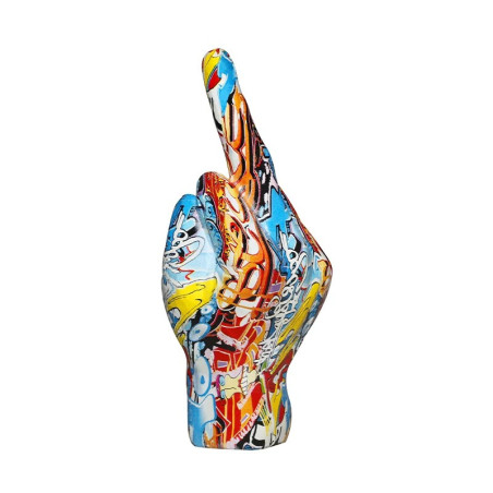 Vue côté de la Statuette Décorative 'Fuck You' Style Graffiti