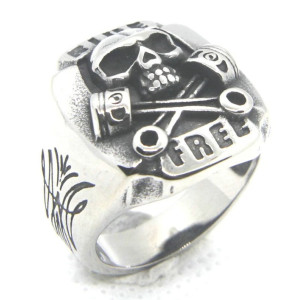 Bague Tête de Mort Biker Ride Free