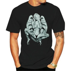 T-shirt Rock Pin-up Ange Déchu Inked - couleur noir