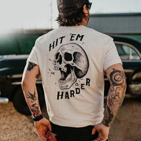 T-shirt Tête de Mort Hit 'Em Harder"