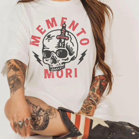 T-shirt Tête de Mort "Memento Mori Dague Rouge"