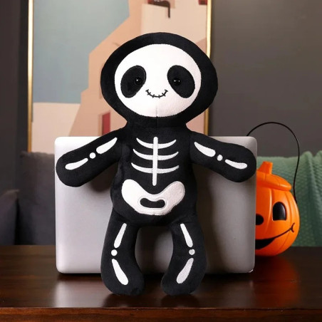 Vue complète de la Peluche Tête de Mort Squelette Enchanteur
