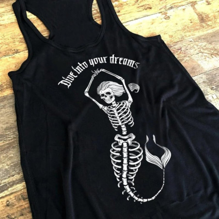 Détails du Débardeur Tête de Mort Goth Sirène Macabre