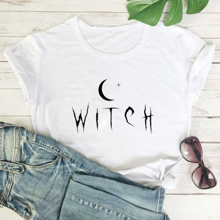 T-shirt Gothique Witch Moon - Couleur Blanc