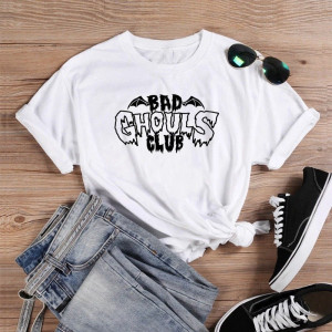 T-shirt Gothique Bad Ghouls Club - couleur blanc