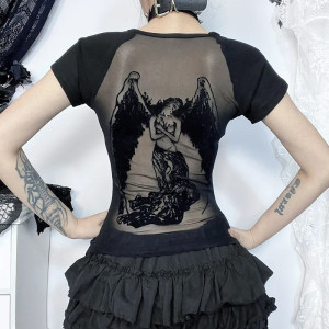 Détails du T-shirt Gothique Ailes de l'Ange Déchut