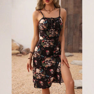 Robe d'Été Tête de Mort Floral Necromance