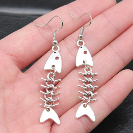 Boucles d'Oreilles Gothiques Arêtes d'Argent