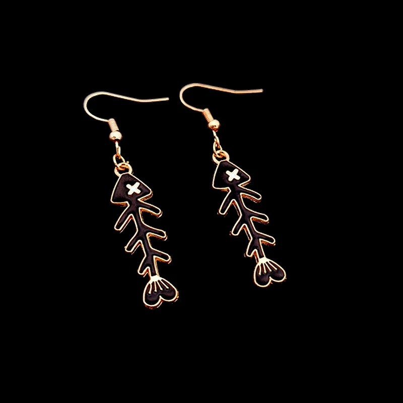 Boucles d'Oreilles Punk 'Arêtes Rebelles' - couleur noir