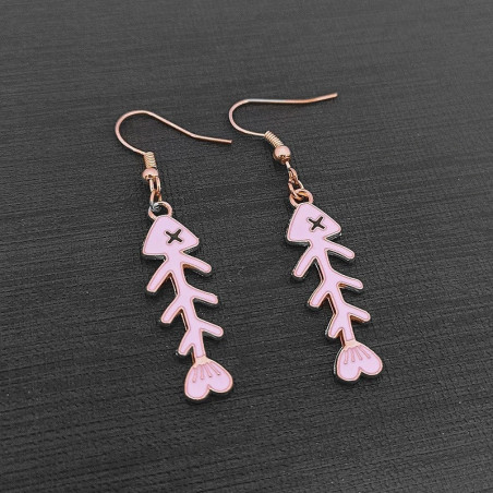 Boucles d'Oreilles Punk 'Arêtes Rebelles' - couleur rose