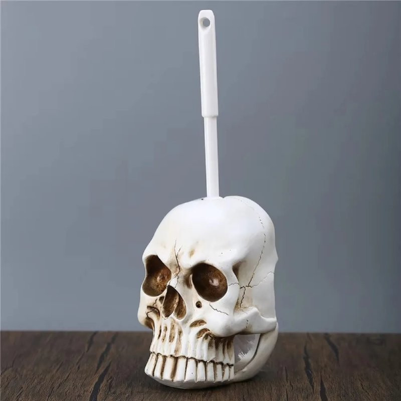 Vue de côté du Porte-brosse de toilette tête de mort