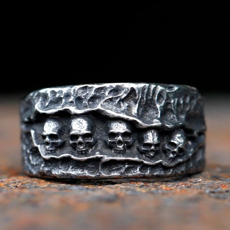 Bague Tête de Mort 'Vestiges Sombres'