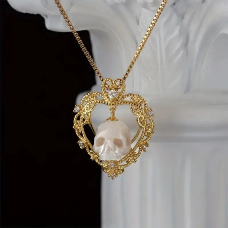 Collier Tête de Mort Baroque 'Cœur Sombre'