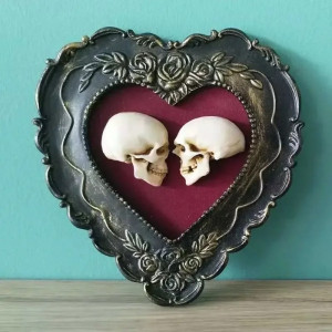 Vue complète du Cadre Gothique Amour Éternel - Double Crânes Romantiques