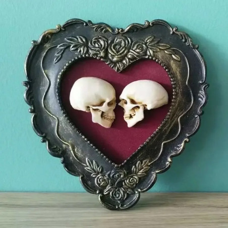 Vue complète du Cadre Gothique Amour Éternel - Double Crânes Romantiques