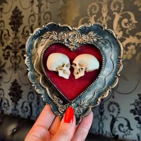 Magnifique Cadre Gothique Amour Éternel - Double Crânes Romantiques