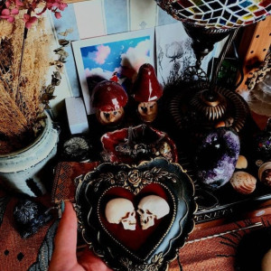 Vue utilisation du Cadre Gothique Amour Éternel - Double Crânes Romantiques