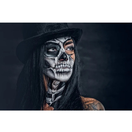 Magnifique Tableau Tête de Mort Femme Look Gothique Intense