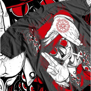 Détails du T-shirt Tête de Mort Rock Vampire Occulte Insoumis