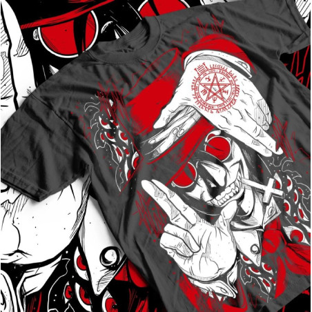 Détails du T-shirt Tête de Mort Rock Vampire Occulte Insoumis
